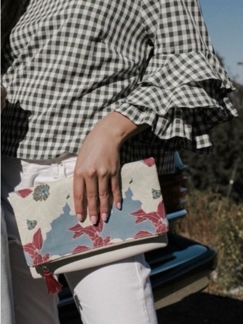 Rachel Pally Reversible Floral Clutch - White Leather - New w/ Dust Bag - Picture 3 of 8